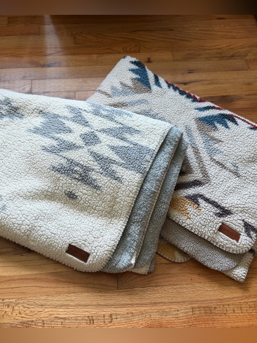 Pendleton - Two Aztec Print Sherpa Throw Blankets - Picture 2 of 7